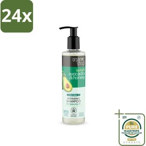 Organic Shop - Natural Repairing Shampoo - Avocado & Honey - Hydraterend en Herstellend - 280 ml - Voordeelverpakking - 24 stuks - Honing shampoo - Hydraterende shampoo