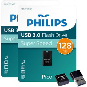 Philips FM12FD90B USB Stick Pico Edition - 128GB - USB3.0 - Keychain - 2-Pack - Sunrise Orange/ Midnight Black