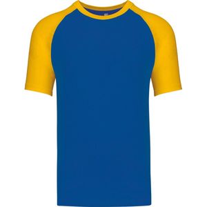 SportT-shirt Heren S Kariban Ronde hals Korte mouw Royal Blue / Yellow 100% Katoen