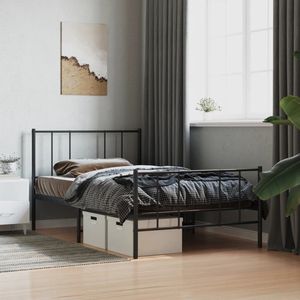 The Living Store Bedframe - Logeerbed - Zwart - 207 x 105 x 90 cm - Metalen Constructie