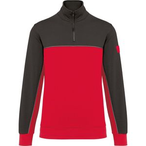 WK. Designed To Work Ecologische uniseks sweater met ritskraag WK404 - Red / Dark Grey - XS