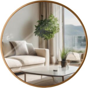 CLP Elsie Wandspiegel - Rond - Diepte lijst 3 cm - ideaal voor woonkamer, slaapkamer of badkamer - gold matt M