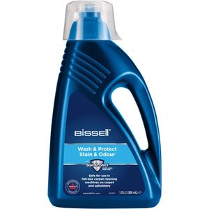 BISSELL Wash & Protect Stain & Odours Tapijt Reinigingsmiddel - Schoonmaakmiddel voor Tapijtreiniging & Dieptereinigingsmachines - Bank, Meubel, Auto Bekleding Reiniger - Vlekkenverwijderaar met Frisse Geur - 1.5 Liter Vlekkenreiniger - 1086N