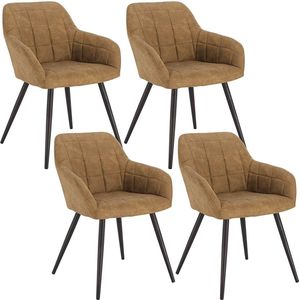 Rootz Set van 4 eetkamerstoelen - Ergonomische zitplaatsen - Stijlvolle keukenstoelen - Comfortabel, duurzaam, veelzijdig - Stof met metalen poten - 81 cm x 49 cm x 43 cm