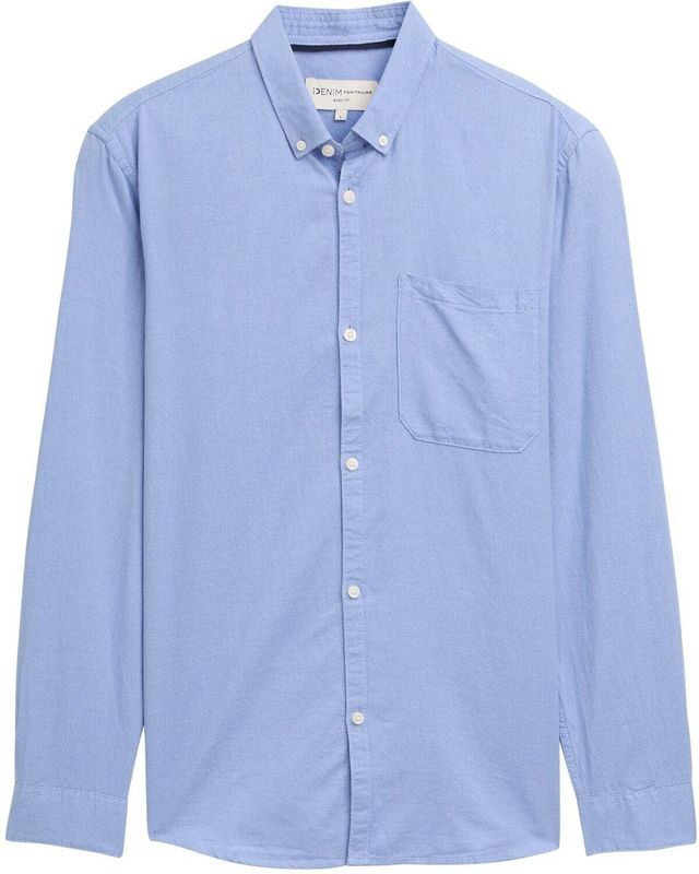 TOM TAILOR DENIM - Overhemd - Lichtblauw - Regular Fit - Lange Mouw