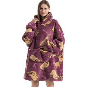 Hoodie Deken Met Mouwen - Plaid - Knuffeldeken - Onesie - Fleece Blanket - Dames - Heren - Kinderen - Extra Zacht & Warm - Luiaard