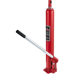 Hydraulische krik met lange zuiger, 4 ton draagvermogen (8818 lbs), pomp met enkele zuiger, vlakke basis, handmatig hefplatform met handgreep voor garagekranen en motorliften, rood