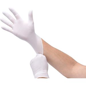 Vinyl wegwerphandschoen wit/transparant poedervrij L 100/ds