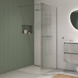 Saqu - Modulo - Inloopdouche - Geribbeld Glas - 120x210 cm - Chroom