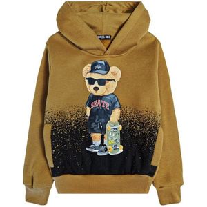 Hoodie, Kind, met beer, capuchon maat 98/104 sweater kleur camel teddy bear zeer mooie kwaliteit!
