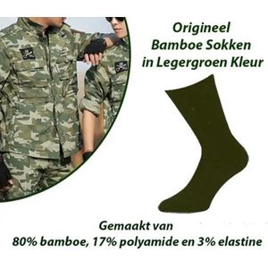 6-Paar Origineel Bamboe Sokken in Legergroen Kleur 39-42