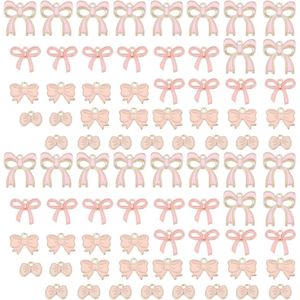 Roze strikken bedels - 40 stuks voor armbanden en sleutelhangers - DIY sieraden maken - Parelhangers - Sieradenverbinders - Knutselbenodigdheden .