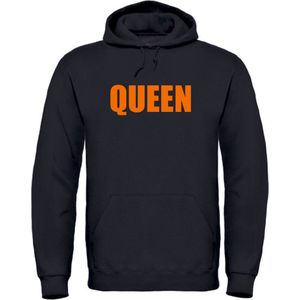 Koningsdag hoodie zwart L - QUEEN - soBAD. | Oranje hoodie dames | Oranje hoodie heren | Sweaters oranje | Koningsdag