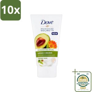 10 x Dove Nourishing Secrets - Handcrème - Avocado olie & Goudsbloem extract - Droge huid -75 ml - Grootverpakking - Handcrème - Avocado Olie - Voedend - Hydraterend - Droge Handen