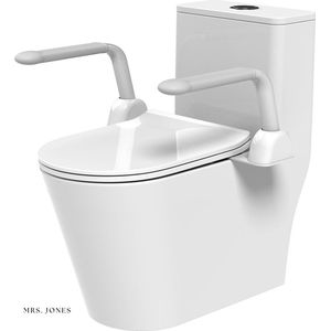 Mrs. Jones Opvouwbare Toiletbrilverhoger met Handgrepen - Robuuste Toiletsteunframe Zonder Boren - Toiletgreep voor Gehandicapten Vrijstaand Toiletverhoger
