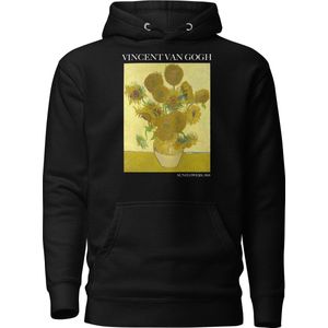 Vincent van Gogh 'Zonnebloemen' (""Sunflowers"") Beroemd Schilderij Hoodie | Unisex Premium Kunst Hoodie | Zwart | XXL