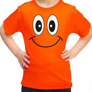 Bellatio Decorations Koningsdag t-shirt voor kinderen/meisjes - smiley - oranje - feestkleding 158/164