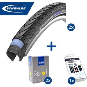 Fietsband - Schwalbe - Buiten- & binnenbanden (2x2 stuks) - Marathon Plus & SV17 - 28 inch x 1.10 - 1.75 - 50 mm - Met plaksetje