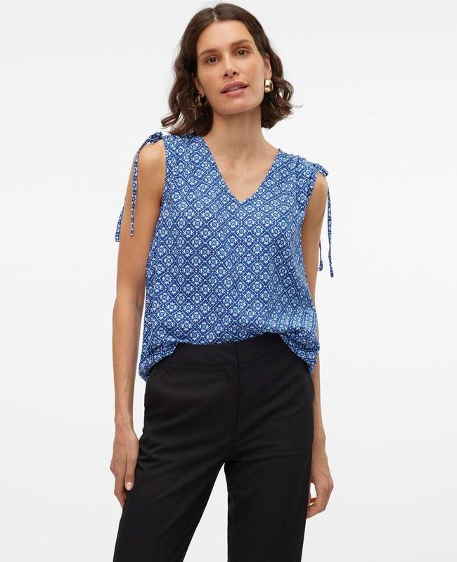 Vero Moda - Vmshive S/l V-neck Top - Sodalite Blue - Dames