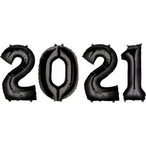 Ballon 2021 Oud En Nieuw Versiering Cijfers Nieuwjaar Zwart 86Cm Ballonnen