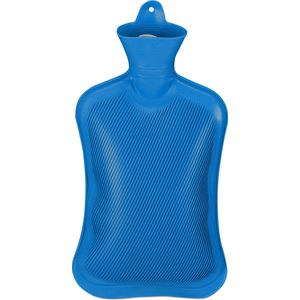 Relaxdays warm water kruik - zonder hoes - 2 l - groot - bedkruik - blauw
