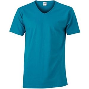 James and Nicholson Heren Slim Fit V Hals T-Shirt (Caribisch Blauw)