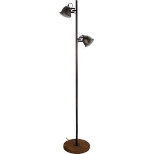 Chericoni Bella vloerlamp - 2 lichts - 153 cm hoog - GU10 - Zwart & Hout