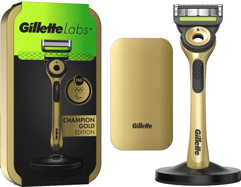 GilletteLabs - Exfoliating Bar Champion Gold Edition - Scheersysteem - Met Reisetui en Magnetische Houder