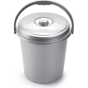 Afsluitbare afvalemmer/vuilnisemmer met deksel 21 liter zilver - Afval scheiden/luier emmer
