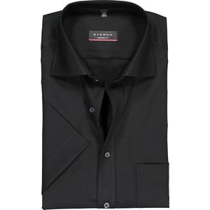 ETERNA modern fit overhemd - korte mouw - poplin heren overhemd - zwart - Strijkvrij - Boordmaat: 45