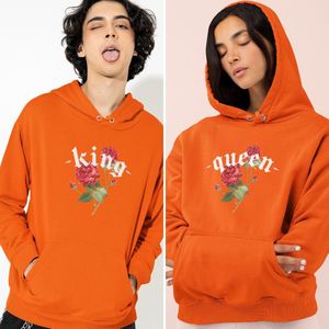 Oranje Koningsdag Hoodie Queen Rose Dagger - Maat 4XL - Uniseks Pasvorm - Oranje Feestkleding