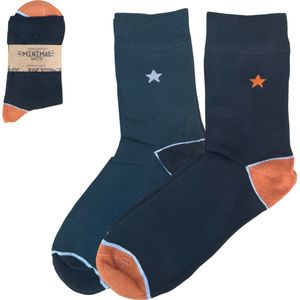 green-goose® Bamboe Sokken Heren - Maat 39-44 - 2 Paar - Grijs en Blauw - 85% Bamboe - Zacht, Ademend, Hypoallergeen en Comfortabel