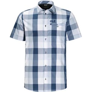 Jack Wolfskin Fairford Shirt - heren - blouse korte mouw - maat M - blauw/grijs/wit geruit