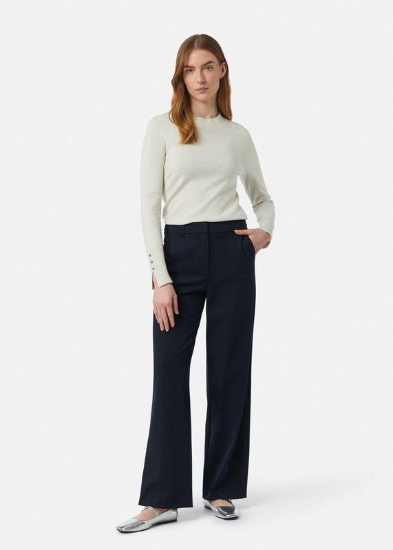 COMMA - Broek - Navy - Gevoerde Zoom/Rand, Ritssluiting, Loosefit, Mid Waist
