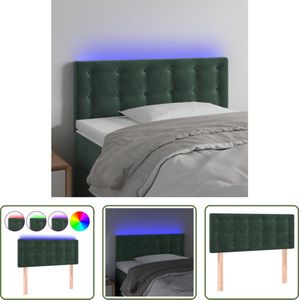 The Living Store Hoofdeinde donkergroen stof - 90 x 5 x 78/88 cm - Verstelbaar - Comfortabele ondersteuning - Snijdbare LED-strip - Inclusief montagehandleiding - The Living Store