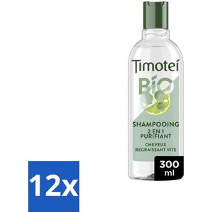 12 x Timotei - Shampoo - Eucalyptus & Limoen - Biologisch - 2in1 - 300ml - Biologische Shampoo - Eucalyptus Shampoo - Limoen Shampoo - 2in1 Shampoo - Natuurlijke Shampoo