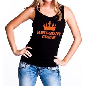Zwart Kingsday crew tanktop / mouwloos shirt voor dames - Koningsdag kleding M