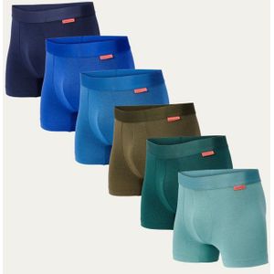 Undiemeister Boxershort multipack - Boxershort heren - Ondergoed - Onderbroek mannen - Gemaakt van Mellowood - Boxer briefs - Blauw & Groen - 6-Pack - XXL