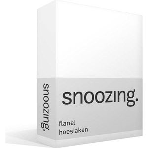 Snoozing - Flanel - Hoeslaken - Eenpersoons - 90x220 cm - Wit