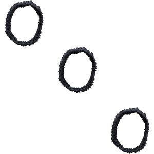 YOSMO - Zijden haar elastiek - Scrunchies - Kleur antraciet - 100% moerbei zijde - 3 stuks - voordeelbundel