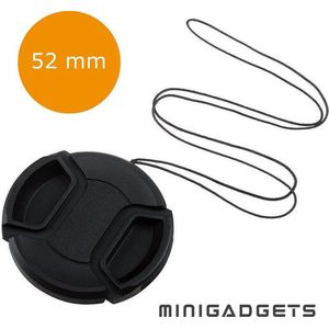 Universele 52mm Lens Cap, Lensdop voor Nikon, Sony, Canon camera's | met koord | Minigadgets
