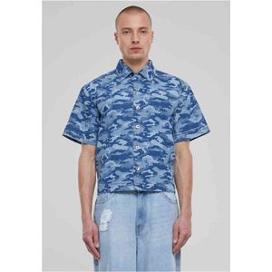 Urban Classics - Laser Camo Printed Boxy Overhemd - L - Blauw