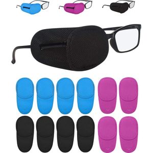 Ooglapje - 12 Stuks - Oogpatch - Zwart/Blauw/Paars - Oogbehandeling - 122 x 57 mm