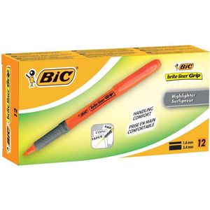 Markeerstift bic brite liner grip oranje | Omdoos a 12 stuk | 12 stuks