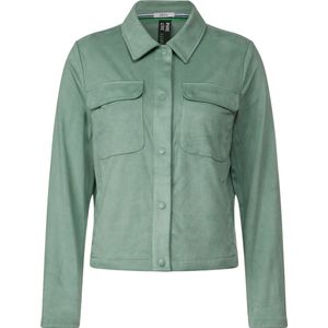 CECIL Velours Short Jacket Dames Jas - salvia groen - Maat L