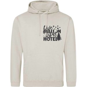Camping hoodie - Hoodie Beige - Five billion star hotel - Dames - Maat L