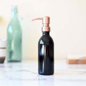 Groeikruid® Zeeppompje vrijstaands-sZeepdispenser glass-s250 ml violet glass-sRVS pompkops-sKoper