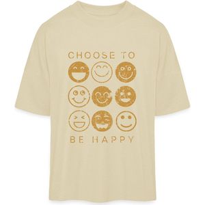 T Shirt Heren Dames - Kies Er Voor Gelukkig Te Zijn - Smileys - Beige - XXL