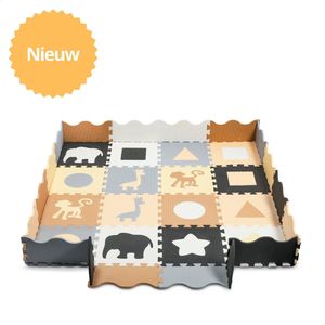 Puzzelmat Baby - Speelmat Foam Opvouwbaar - Speelmat Baby - 142 x 142 cm - Baby Speelmat - Bruin