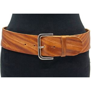 Thimbly Belts Brede lederen dames heupriem cognac - dames riem - 6 cm breed - Cognac - Echt Leer - Taille: 100cm - Totale lengte riem: 115cm